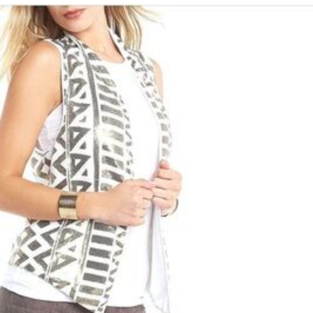 NWT Tart Sequin Geometric Pattern Vest Sleeveless Open Front Statement 3X Party